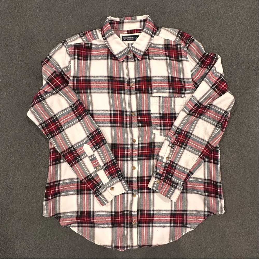 Abercrombie & Fitch Red and Black Plaid Flannel Shirt